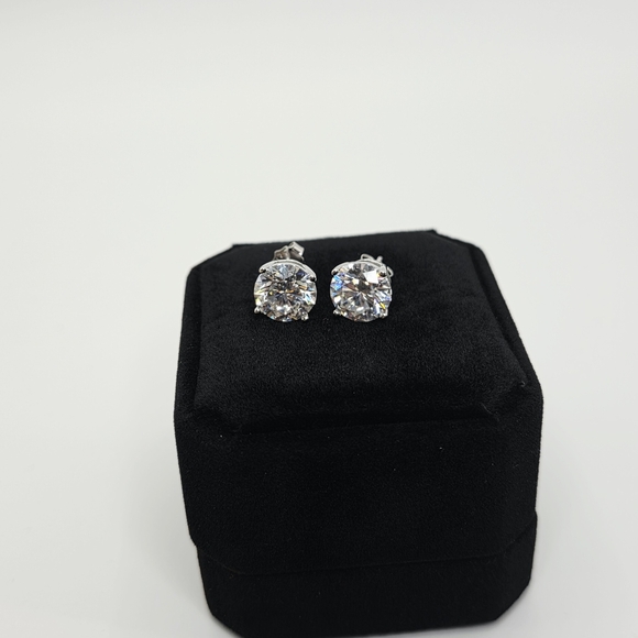 6ct.tw Moissanite 4 Prong Silver Earrings - Picture 6 of 13